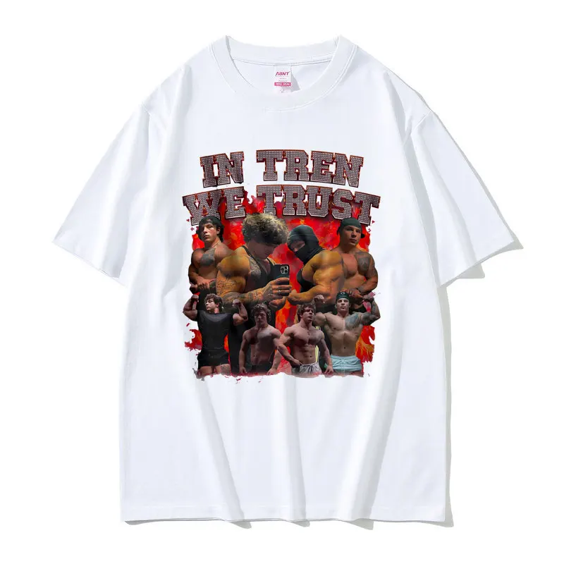 In tren WE tren Twins เสื้อยืดผู้ชายสำหรับนักเพาะกายฟิตเนสยิมเสื้อยืดผ้าฝ้ายขนาดใหญ่สำหรับผู้ชายผู้หญิงเสื้อยืดลำลองสำหรับผู้ชาย