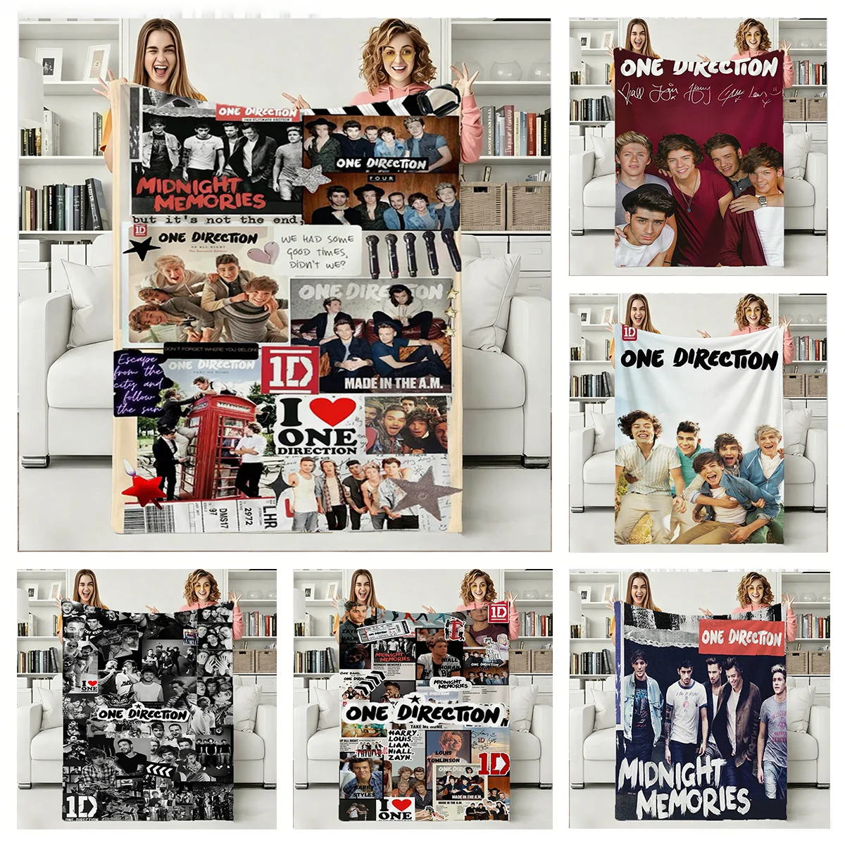 3D Rock Band OneS-Direction Music Cover Flannel Blanket Soft Throw Art For Wall Home Decor Bedroom Sofa Naps Picnic Gift Present