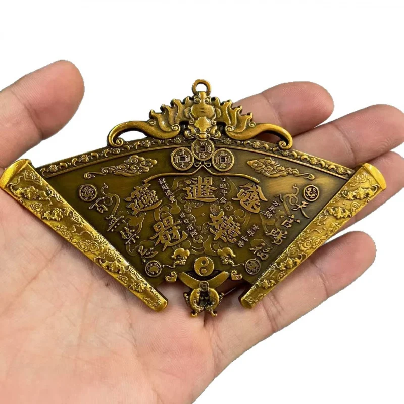 Wholesale Antique Bronze-Colored Distressed Qianlong And Jiaqing Era Fan-Shaped Decorative Plaque With The Inscription 