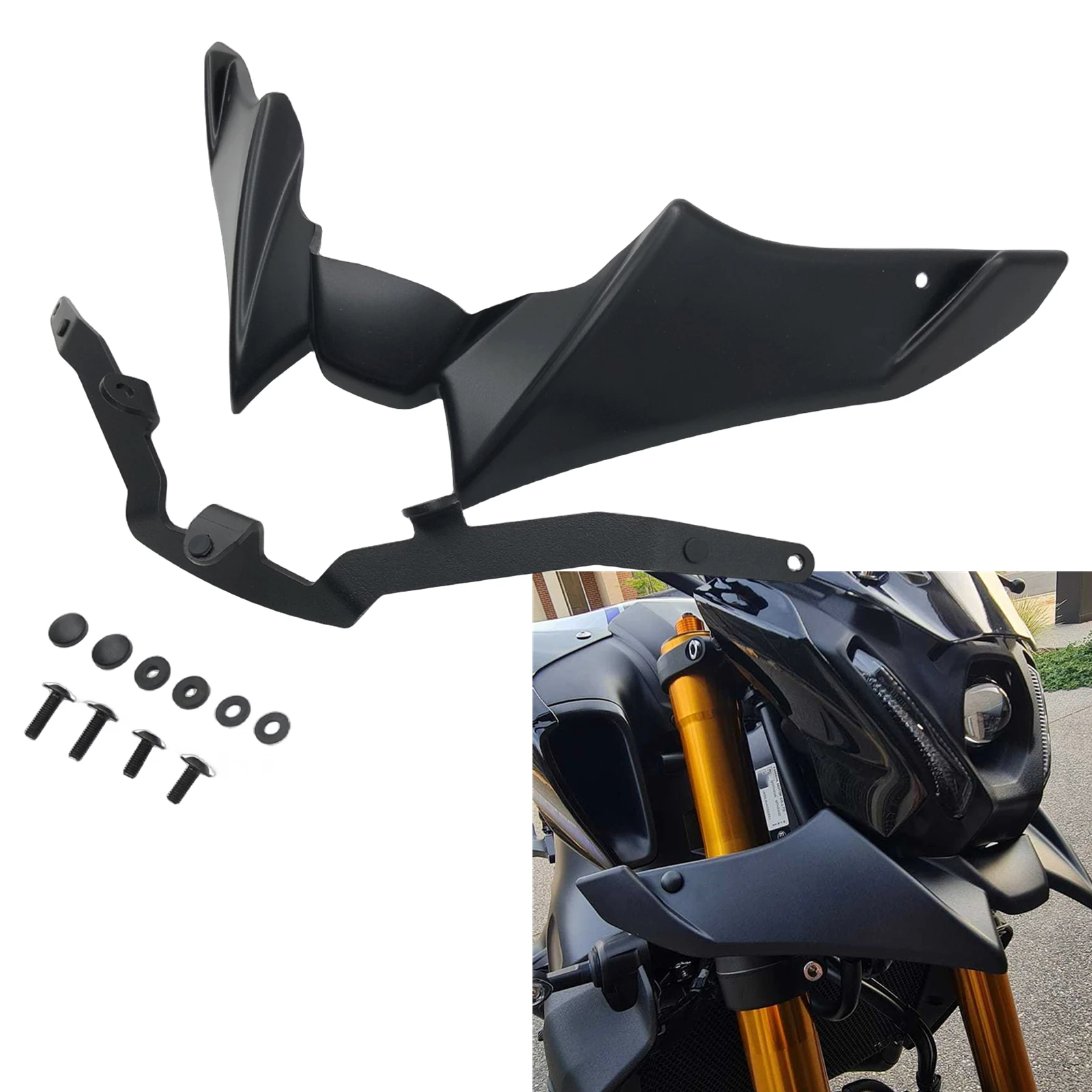 

Motorcycle Front Wheel Fender Beak Extension Extender Cowl Spoiler Cover For YAMAHA MT-09 V3 2021-2023