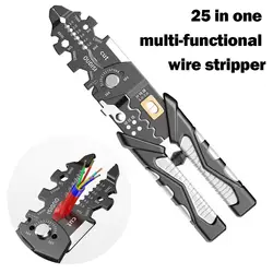 25 in 1 Multi Functional Stripping Crimping Pliers Wire Stripper Ring Crimpper Electrician Peeling Network Cable Stripper Tools