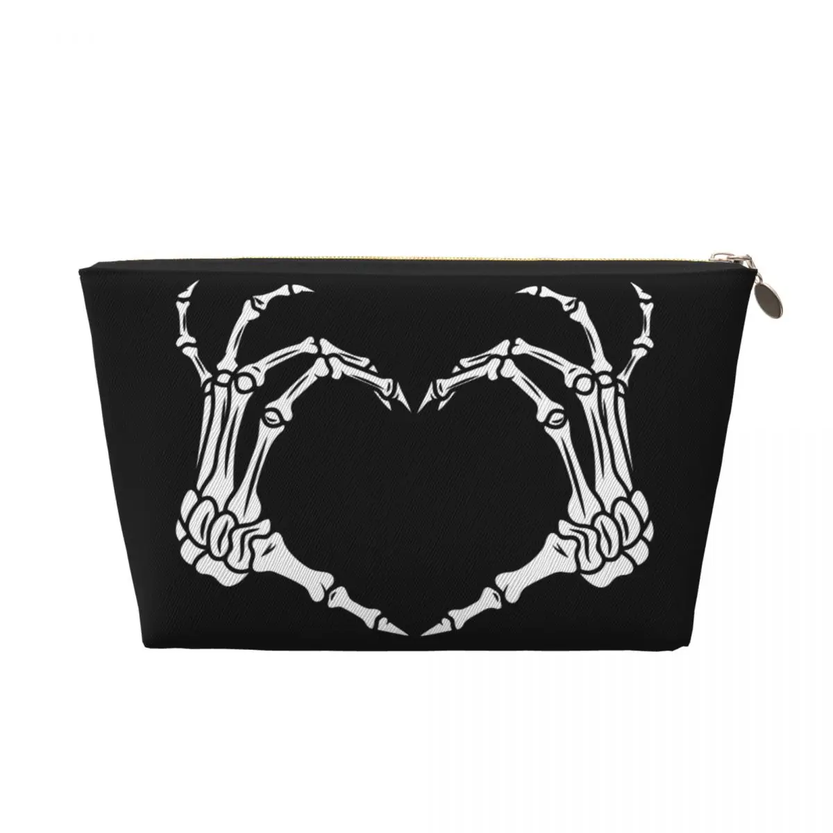 Custom Skeleton Hand Heart Cosmetic Bag Women Fashion Large Capacity Halloween Makeup Case Beauty Storage Toiletry Bags