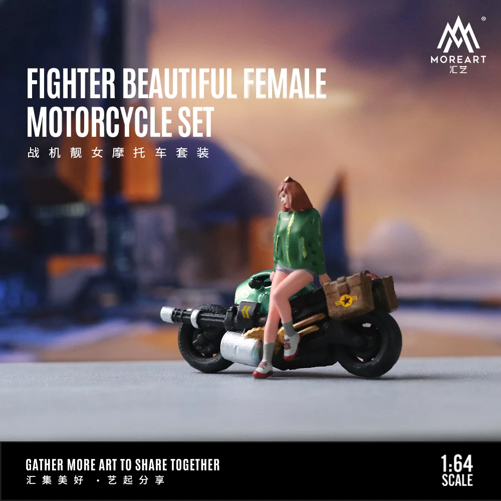 

MoreArt 1:64 Fighter Jet Beautiful Female motorcycle Figure set