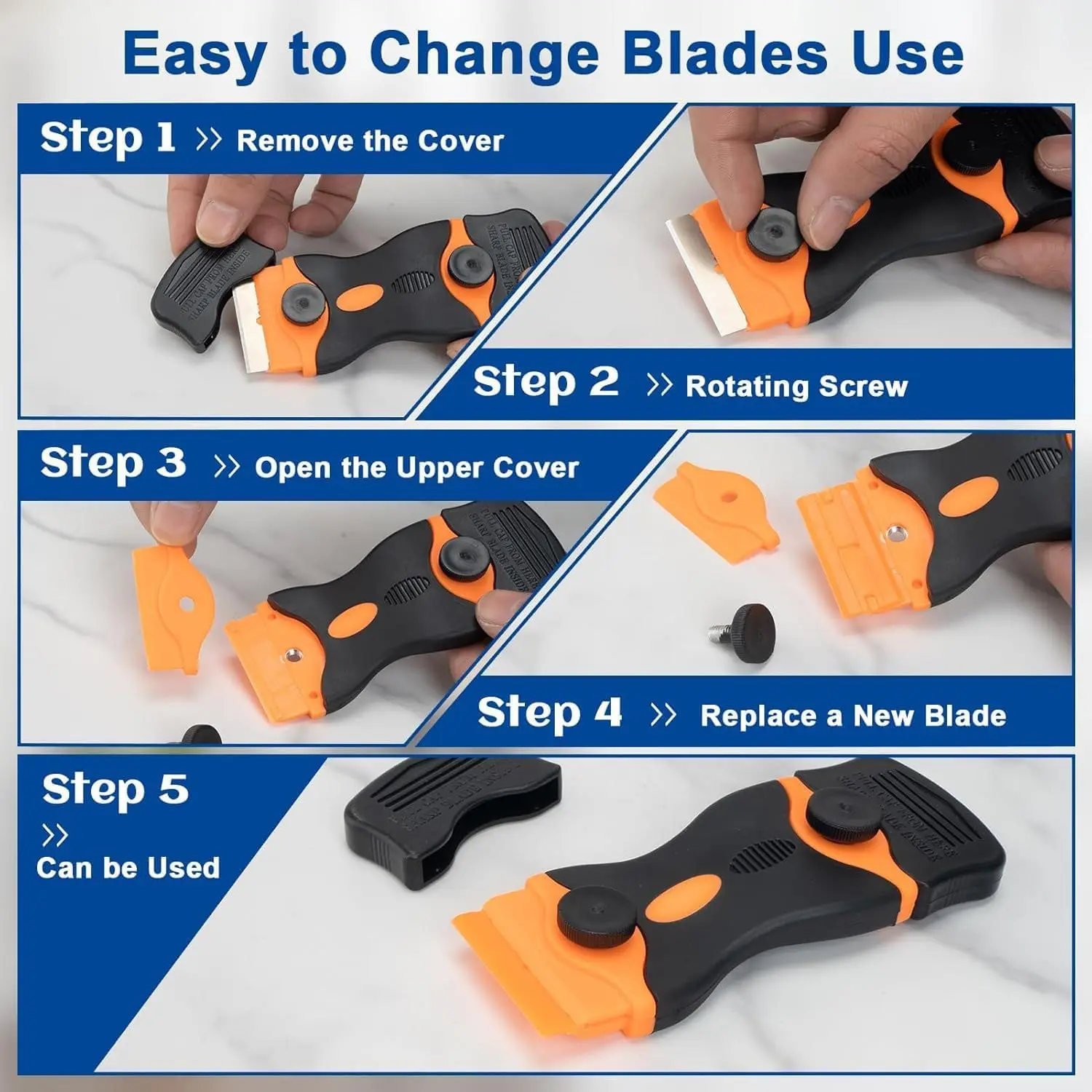 Plastic & Metal Razor Blade Scraper Window Glass Cleaner Vinyl Film Adhesive Remover Oven Cooktop Scraper Tool for Car Home