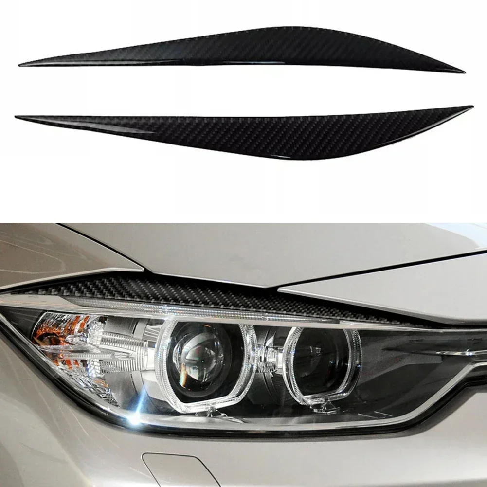 Car Headlight Eyebrow Scuff Cover Sticker Carbon Fiber Decor For BMW 3 320i 325i 14-19 EXV Headlamp Cover Modified Parts