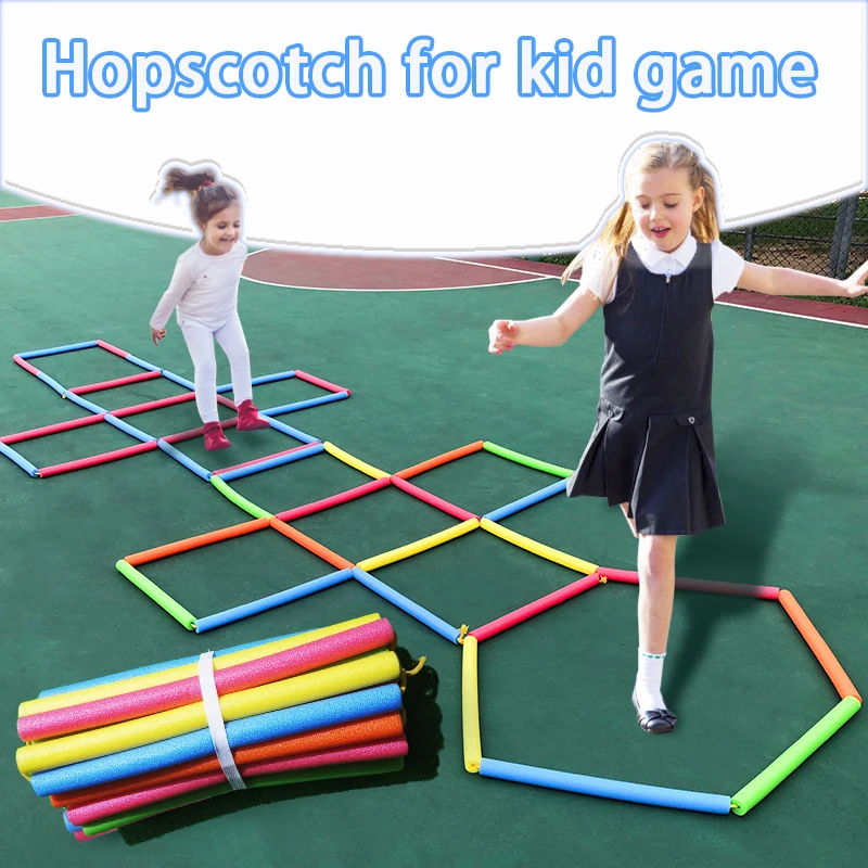 어린이 점프 격자 게임 – Hopscotch 폼 스틱으로 즐기는 야외 및 실내 감각 놀이