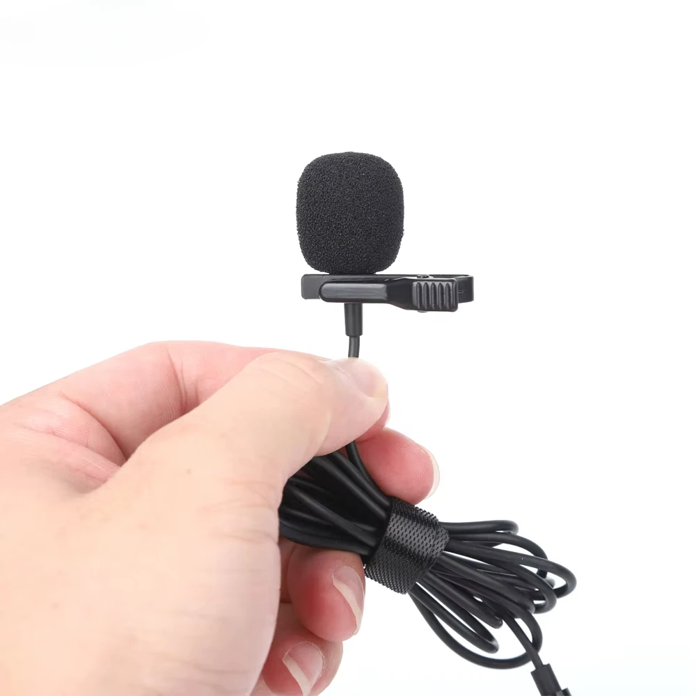 휴대폰 및 노트북용 휴대용 라발리에 3.5mm 유선 클립 온 마이크 미니 유선 헤드셋 마이크 2 in 1