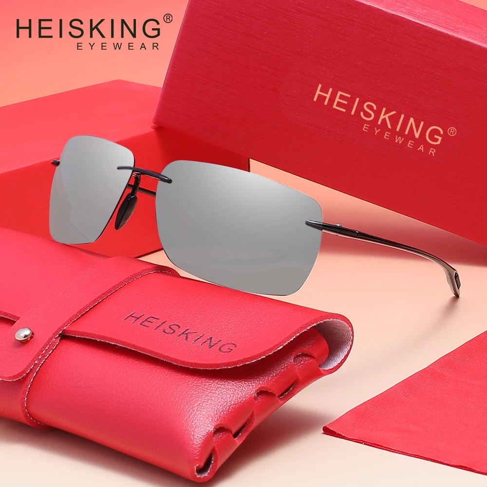 HEISKING النظارات الشمسية بدون شفة نظارات للقيادة للرجال النساء إطار مستطيل الاستقطاب UV400 نظارات عطلة الغولف