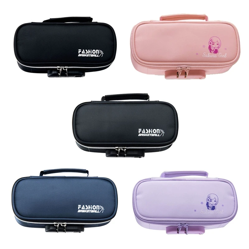 Bolsa lápices Oxford capacidad para estuche con bloqueo contraseña y cremallera para almacenamiento bolígrafos