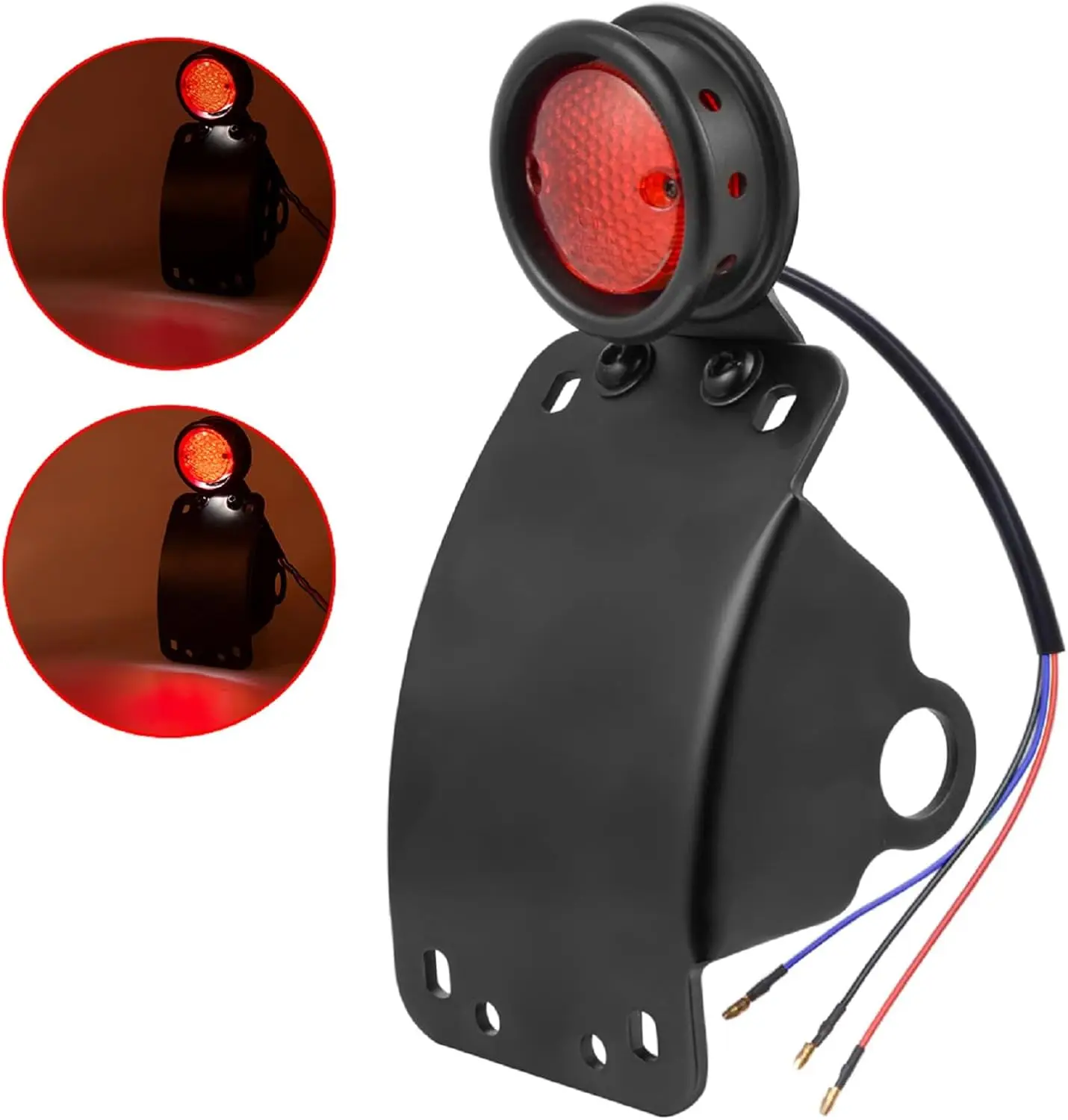 

Motorcycle LED Tail Brake Light with Bracket, IP67 Waterproof Motorcycle Side Mount License Plate Rear Light Compatible for