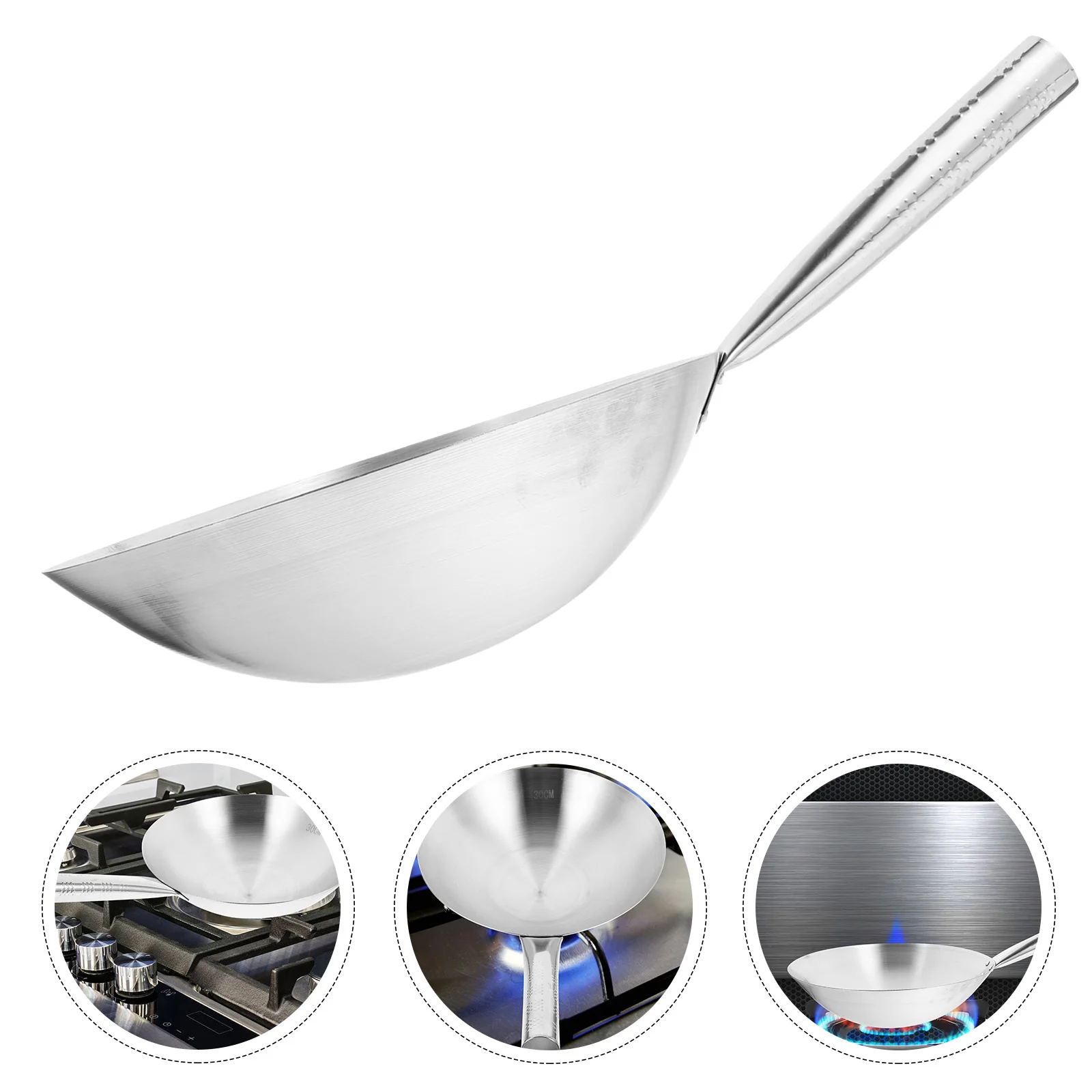

Stainless Steel Wok Pan Thickened Frying Pan Household Kitchen Cooking Induction Gas Electric Stove Stainless Steel Wok