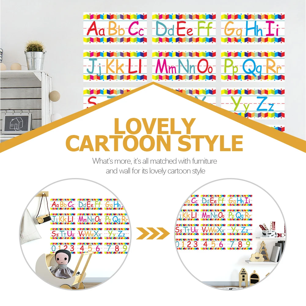 Bright Alphanumeric Wall Stickers Educational Number Letter Decals Kids Decor Peel Stick Bulletin Board