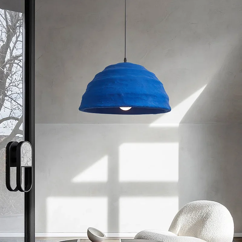 Wabi-sabi Style Klein Blue Pendent Lamp, Nordic Style Lighting Fixture for Dining Room Living Room Bedroom and Bar Counter