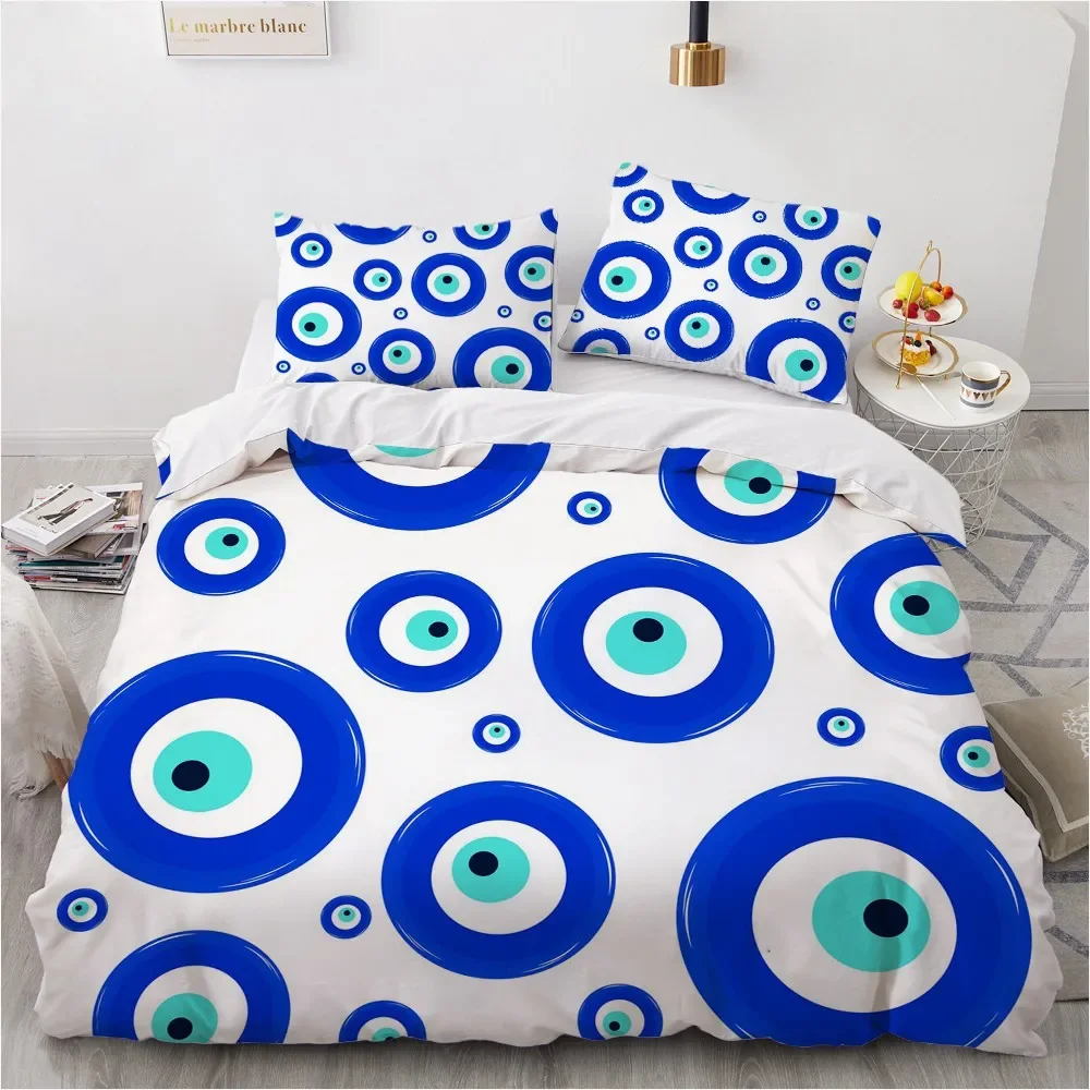 3D Blue Evil Eye Duvet Cover King Queen Size Psychedelic Magic Drawing Eyes Bedding Set Kids Teens Adults Polyester Quilt Cover