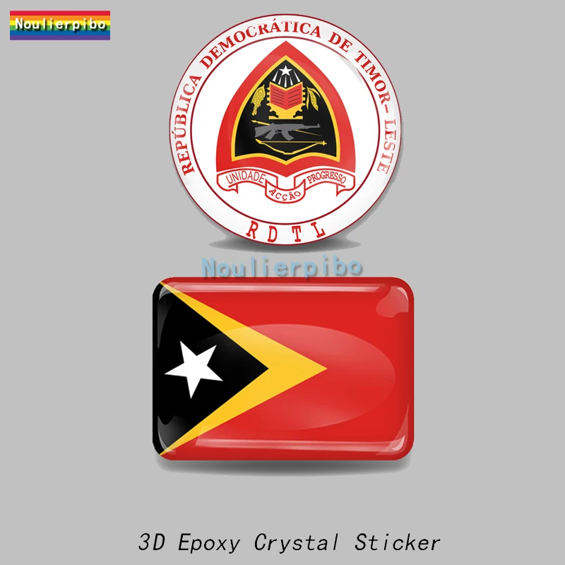 

3D Epoxy East Timor Flag National Emblem Car Dome Sticker Car Bumper Window Motorcycle Helmet Laptop Vinyl Stereo Decal