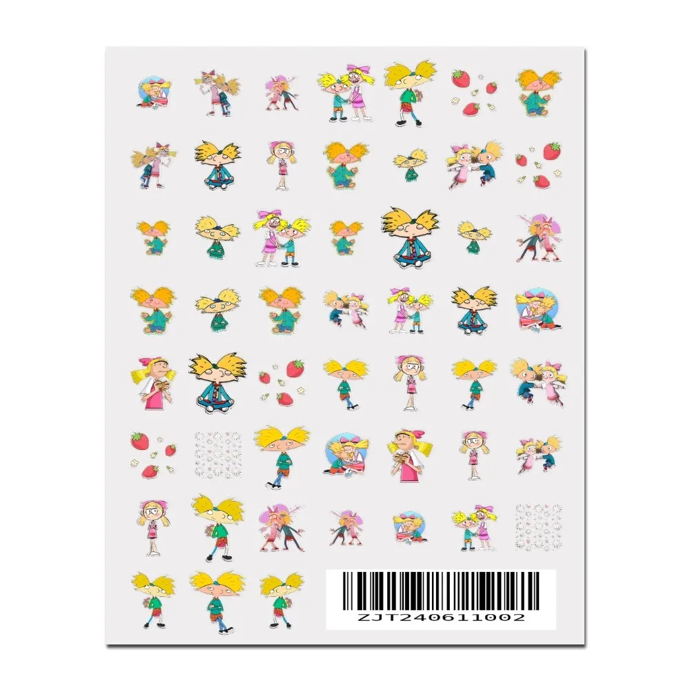 Hey Arnold Helga Cute Stickers 1PCS New 3D Adhesive Nail Art Sticker Cartoon Nail Art Decal Sticker Nail Parts Manicure