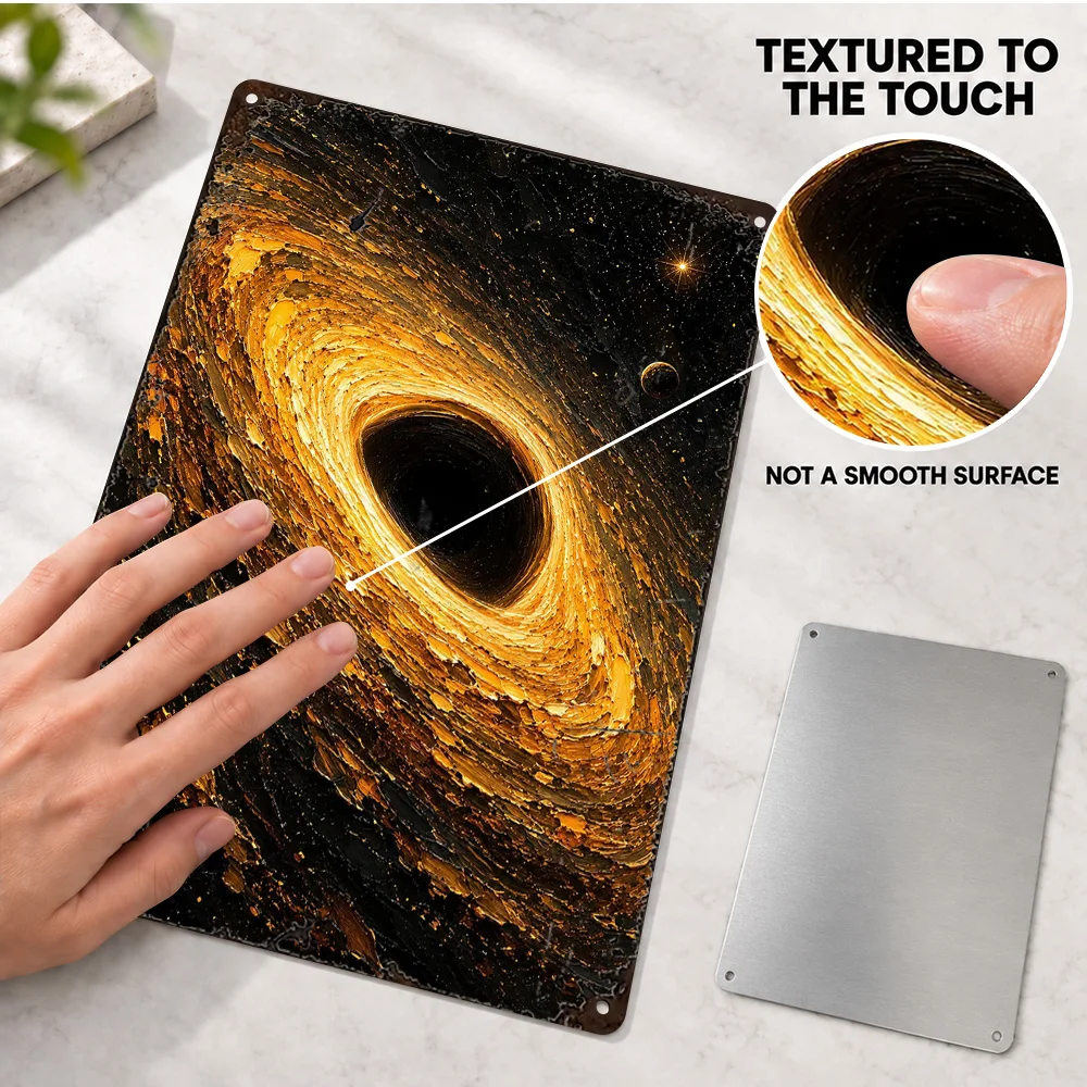 Impasto Black Hole Aluminum Poster Deep Space Photography Wall Art For Library Customized Metal Sign Astronomy Enthusiast Gift