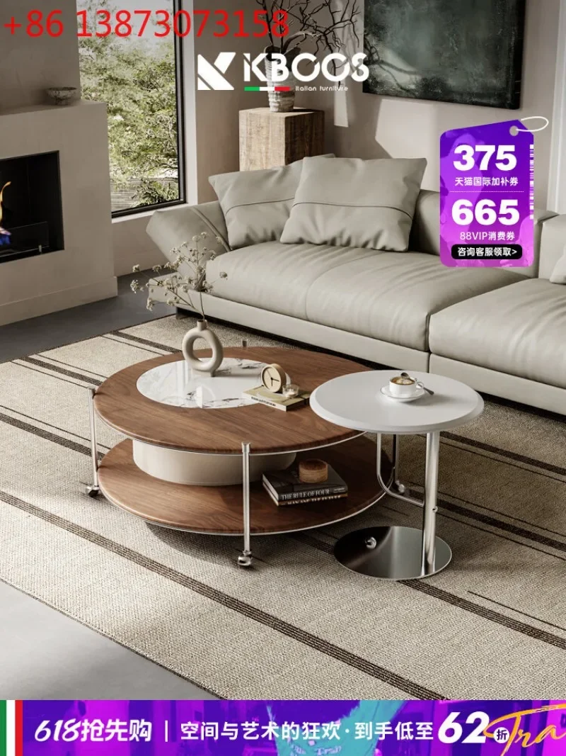 Wabi Sandy Wind Stainless Steel Light Luxury High-end Small Apartment Living Room Home Modern Simple Coffee Table