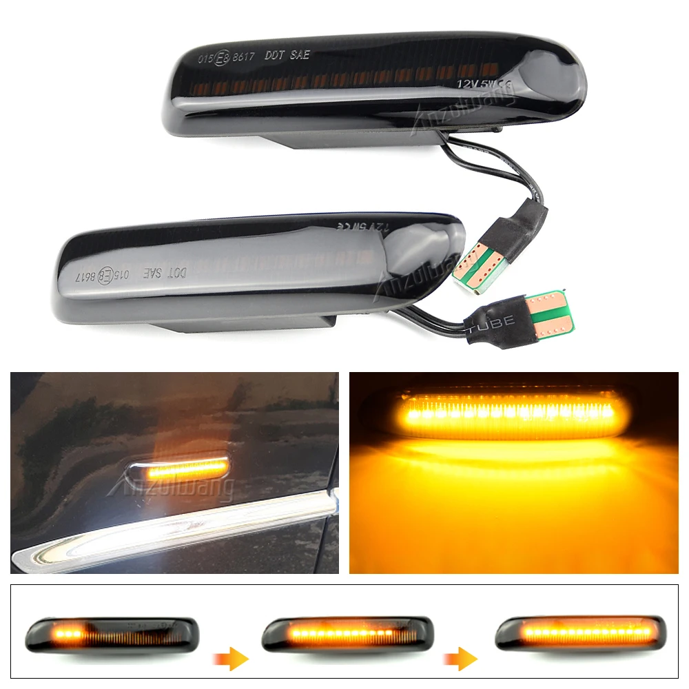 For BMW 3 Series E46 Limo Touring Coupe Cabriolet Compact LED Dynamic Side Marker Turn Signal Light Sequential Blinker