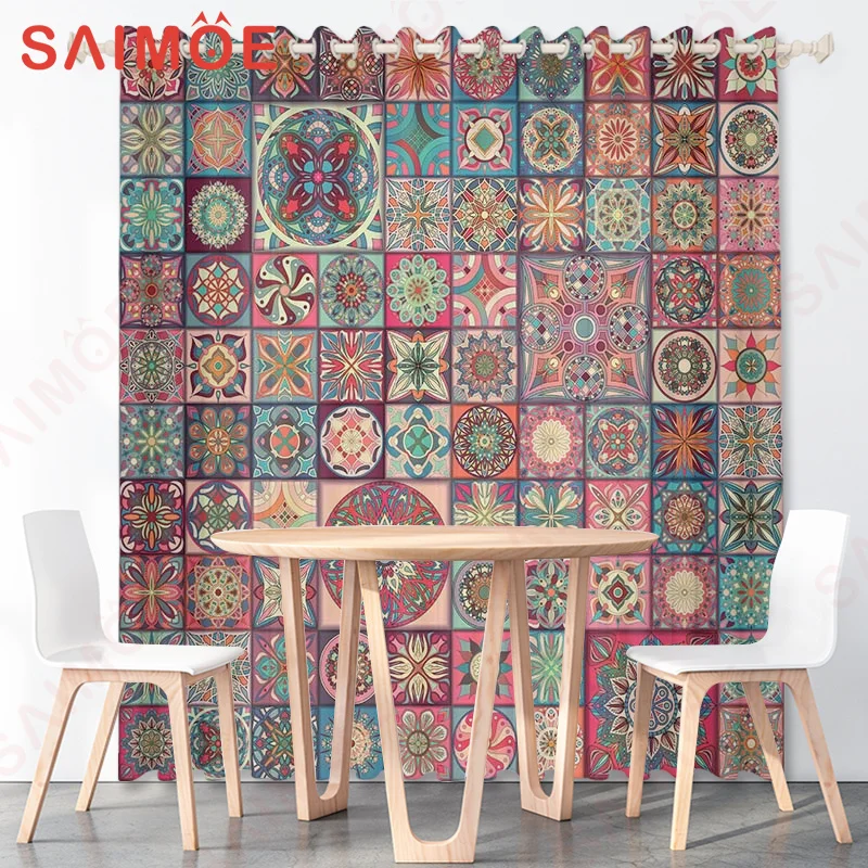 Bohemia Shower Curtain Set India Mandala Flower Geometric Printed Bath Curtains Waterproof Fabric Wall Screen Bathroom Decor