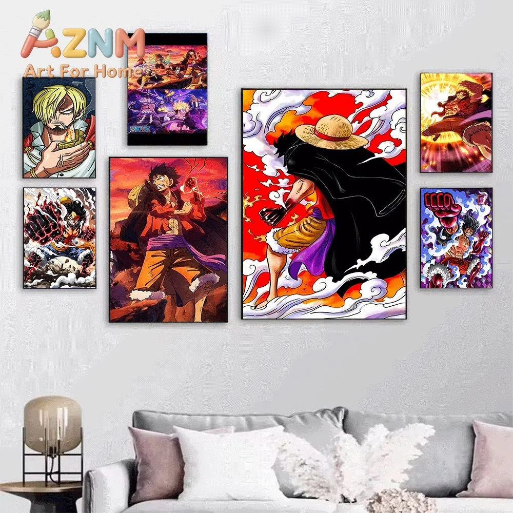 One Piece Anime Canvas Wall Art No Frame Monkey D Luffy Straw Hat Pirates Manga Print Painting Bedroom Living Room Home Wall D