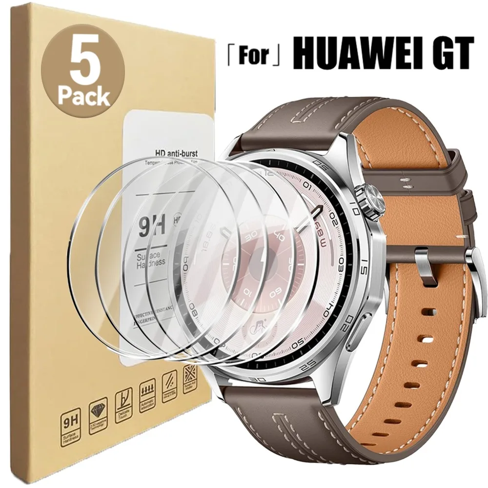 5-1Pcs Tempered Glass for Huawei Watch GT 6 5 4 3 2 Screen Protector 41mm 46mm Case-friendly Glass Protective Film for GT6 Pro