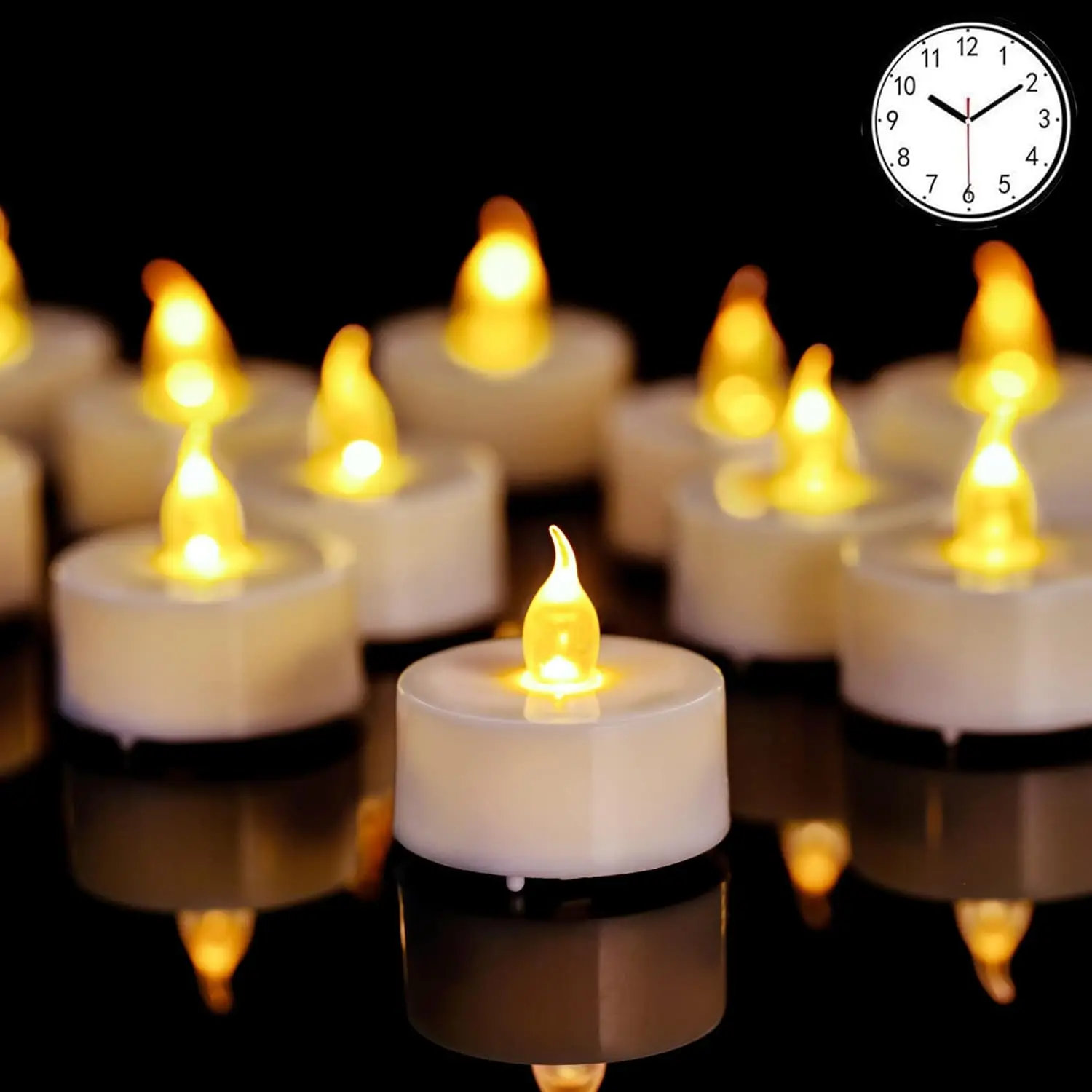 

3/5/6/12Pcs Flameless Flickering Led Tea Lights Candles With Timer Cycle Automatically or Timer Remote Control Tealights Candles