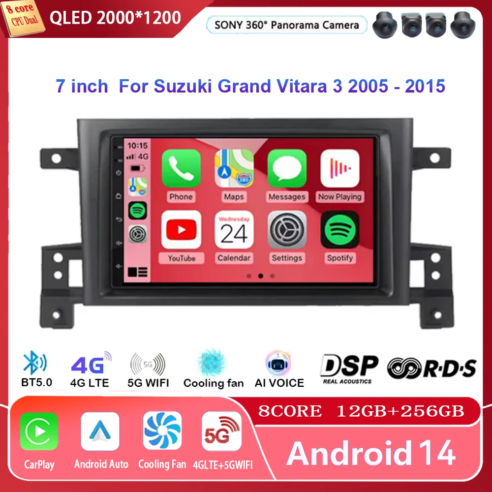 Andriod 13 For Suzuki Grand Vitara 3 2005 - 2015 Car Radio Multimedia Video Player Navigation GPS Android No 2din 2 di