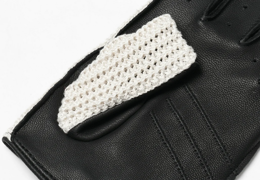 Factory Direct Genuine Leather Gloves Men Cotton Knitted Sheepskin Half Finger Riding Motorcycle Driving Car White guantes
