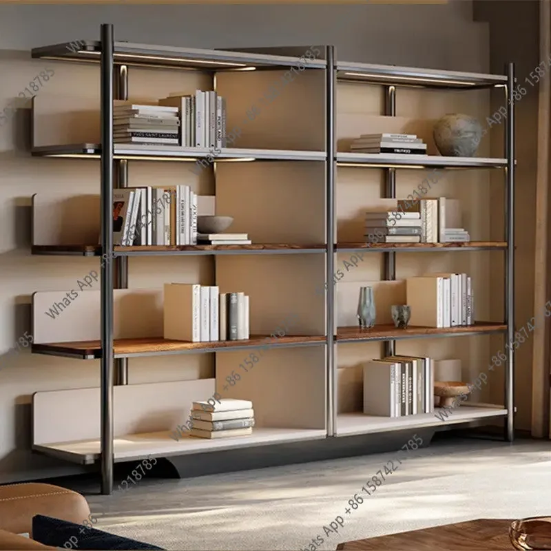 Wi Italian Bookshelf Large Flat-floor Study Simple Modern Living Room Bookcase Light Luxury Floor High-end Display Storage Rack