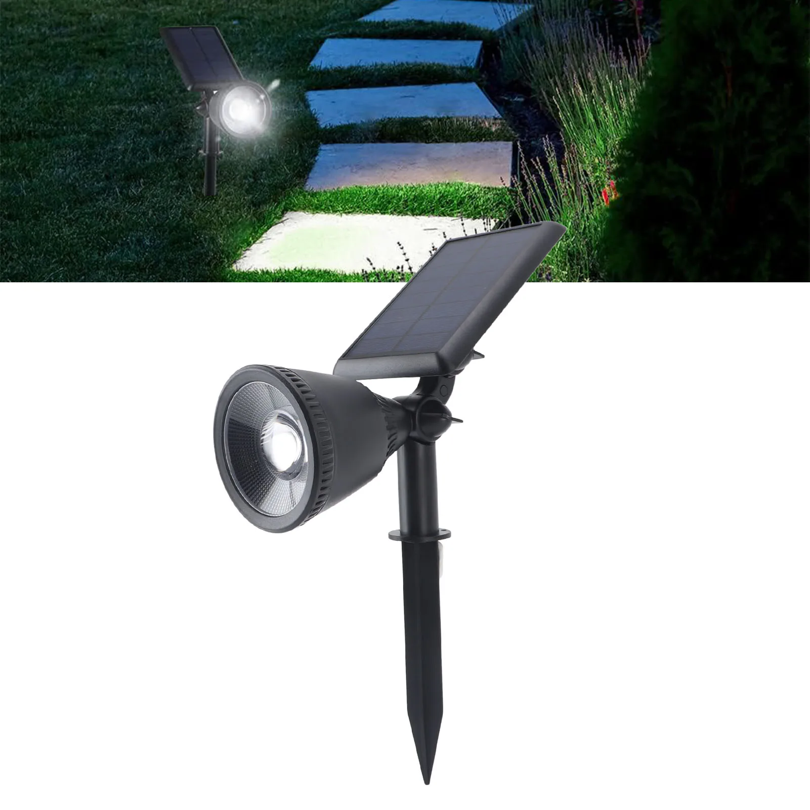 

ZK30 Solar Outdoor Spot Light Easy Installation Waterproof Solar Powered White Light Auto Switch 2 Modes Solar Landscape Light