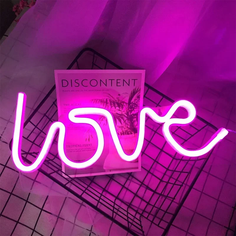 

LED Neon Lights Love Shape Night Light Sign Lamp Battery USB Double Powered Nightlight for Indoor Christmas Wedding Birthday