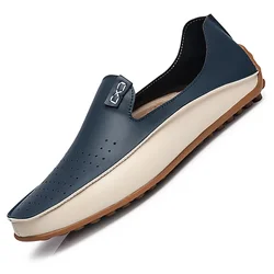 Sapato de couro masculino, tênis leves, respirável, de escorregar, de direção, casual, masculino, sapatos italianos, tamanho 47