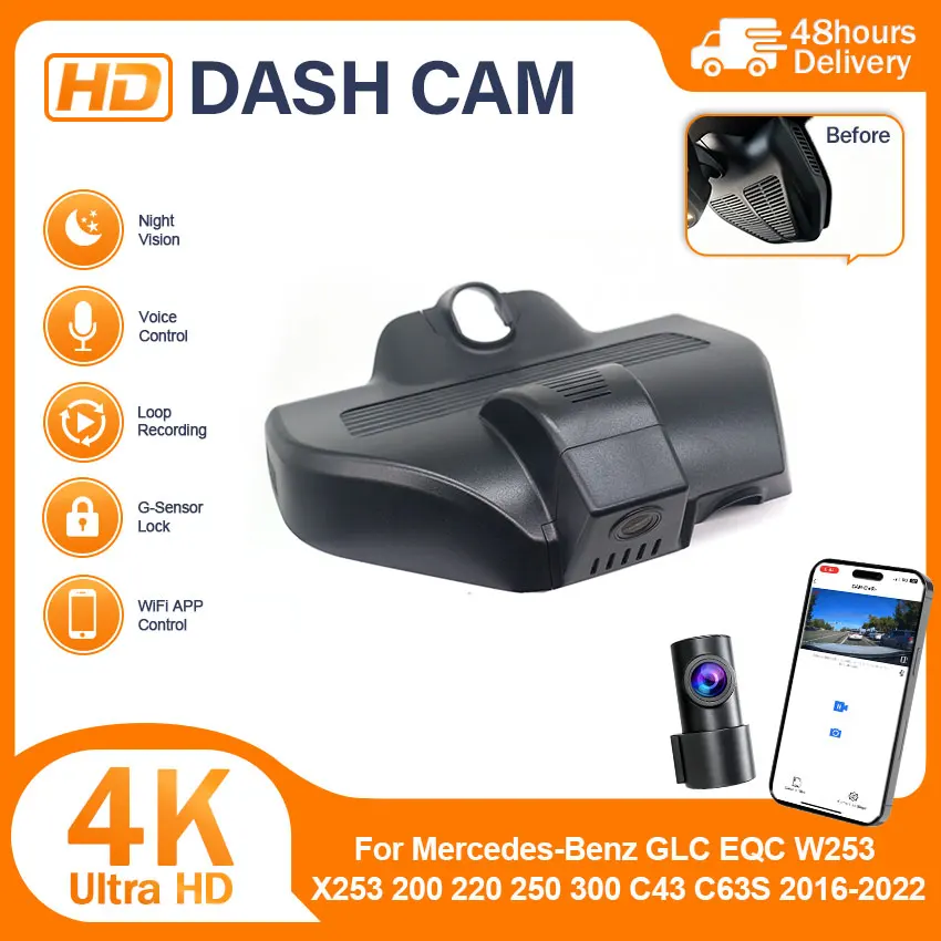 OEM 4K DVR Dash Cam For Mercedes-Benz GLC EQC W253 X253 200 220 250 300 C43 C63S 2016-2022 Front Rear Camera Video Recorder