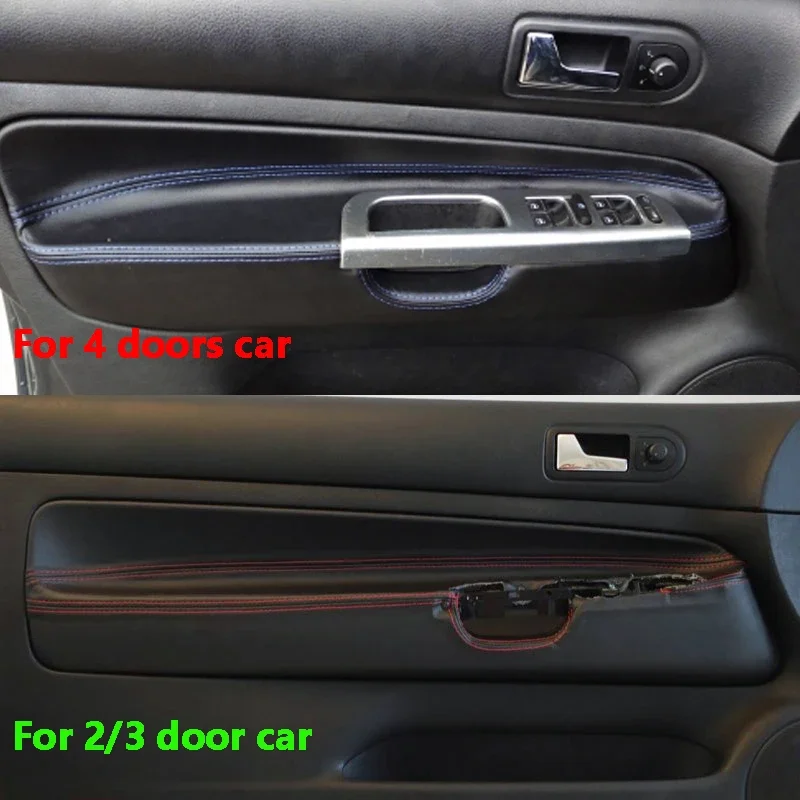 4pcs 4 Doors Car Interior Microfiber Leather Interior Door Handle Panel Cover Trim For VW Golf 4 MK4 Jetta Bora 1998 - 2005