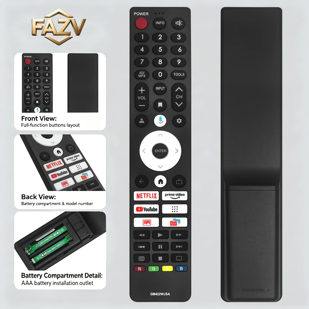 FAZV Bluetooth Voice Remote for Sharp AQUOS GB422WJSA Sharp Aquos LED CHIROQLI TV