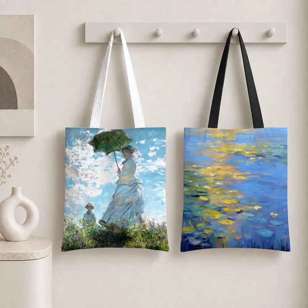 Impressionist Painter Claude Monet Storage Bags shopping bag Canvas bag Reusable work school Grocery