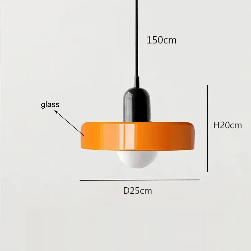 Nordic Retro E27 Kleurrijke Plafondkroonluchter Oranje Glazen Hanglamp voor Home Decor Eetkamer Cafe Bar Verlichting