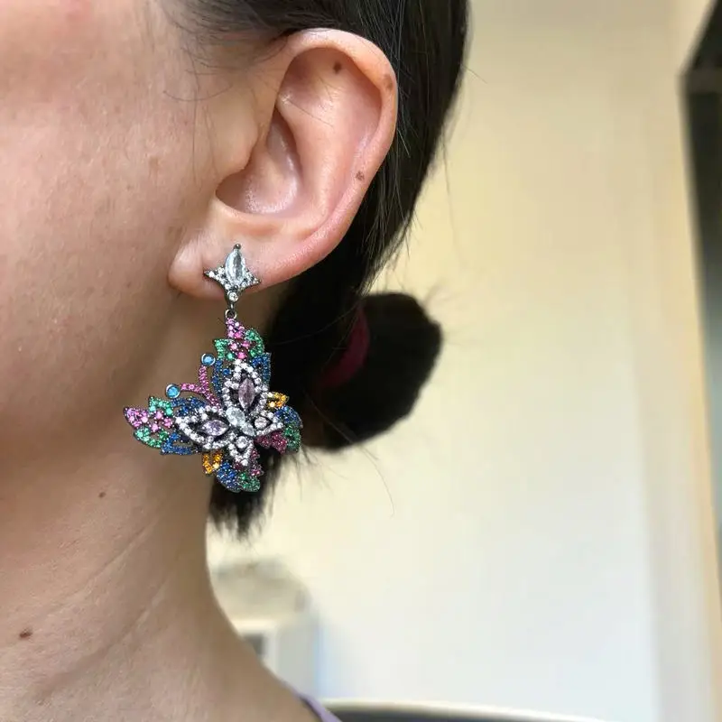 Bilincolor Rainbow Color Butterfly Earring for Women