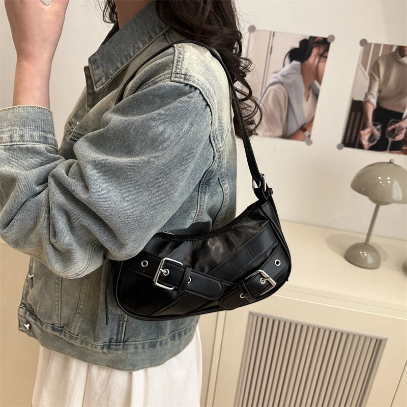Y2K VintagePULeather WomenShoulderBag Small Crossbody Bag for Women Fashion Ladies Underarm Bag Clutch Purse Female Handbag view 5