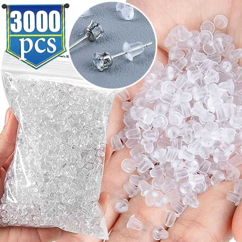 500-3000Pcs Rubber Earring Back Silicone Round Ear Plug Blocked Caps Earrings Back Stoppers For DIY Earring Parts Jewelry Making