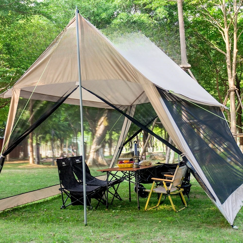 210D Outdoor 6-10p family camping anti-mosquito large canopy Portable folding tent sun protection waterproof beach park pergola