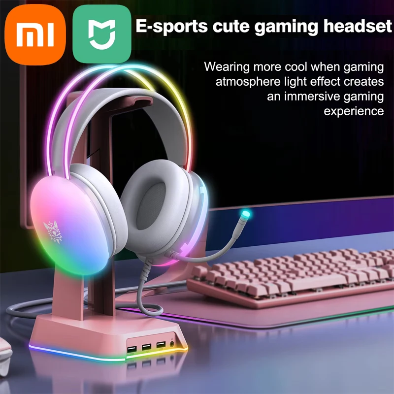 Xiaomi Mijia X25 Gaming Headset With Microphone For PS4 PS5 Xbox One PC Wired Game Headset With RGB Light, 3.5mm Wired Headphone