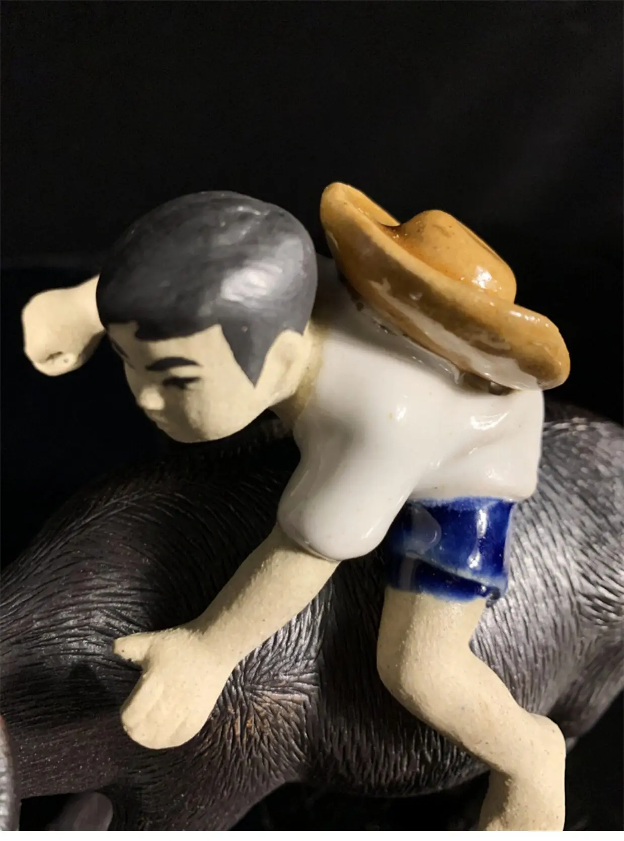 For Ceramic Shepherd Boy Cattle Ornament Home Living Room Entrance Rockery Bonsai Pool Ornament