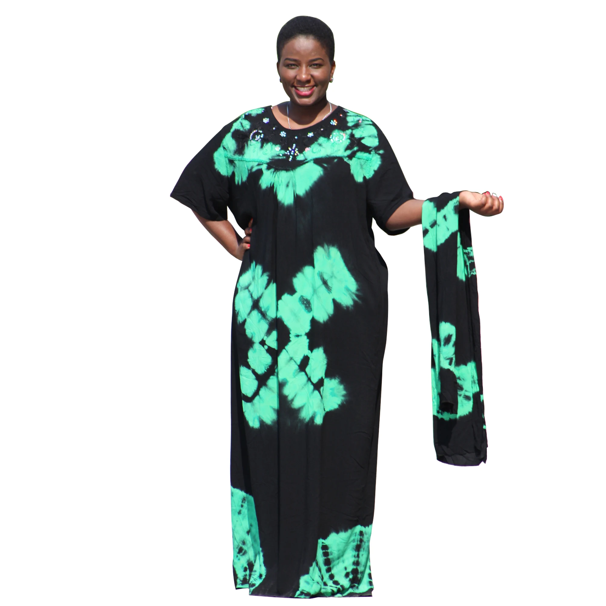 100% Cotton Africa Dashiki Diamonds Floral Maxi Stunning Elegant Femme Robe African Ladies Evening Long Dress With Scarf
