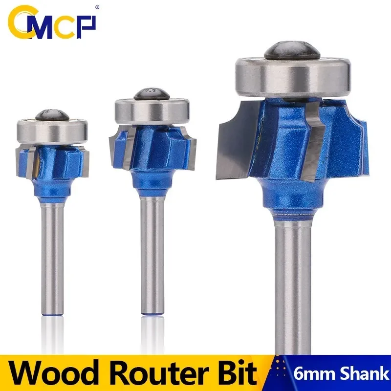 CMCP 1 Stück 6mm Schaft Eckenrundungsfräser R1 R2 R3 Trimmfräser 4 Zähne Holzbearbeitungs-Fräser