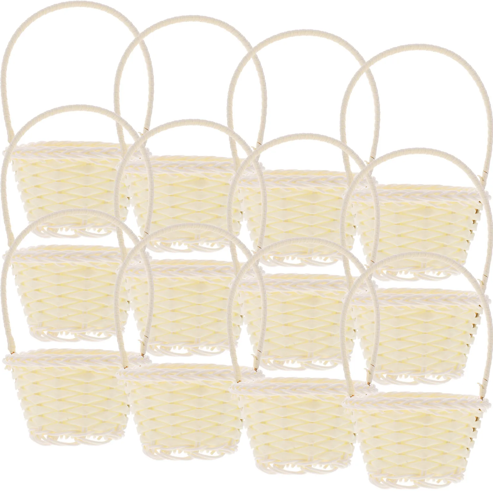 Cesta de picnic portátil para niños, cesta tejida de mano para niños, almacenamiento de frutas, cestas de regalo para huevos de Pascua al aire libre con asas, 12 Uds.