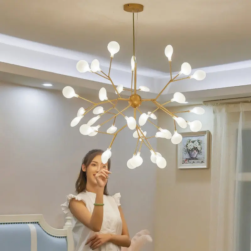 Imagem -02 - Nordic Firefly Ceiling Chandelier Lâmpada Pingente Moderna Luzes Led g4 Casa Quarto do Bebê Quarto Sala de Estar Decoração Salão Estrelado