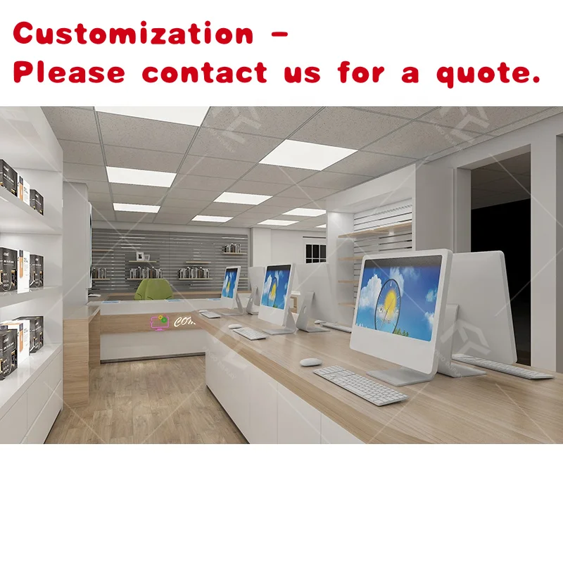 custom.Modern Computer Store Interior Design Custom Computer Office Counter Design Desktop Computer Table Shop