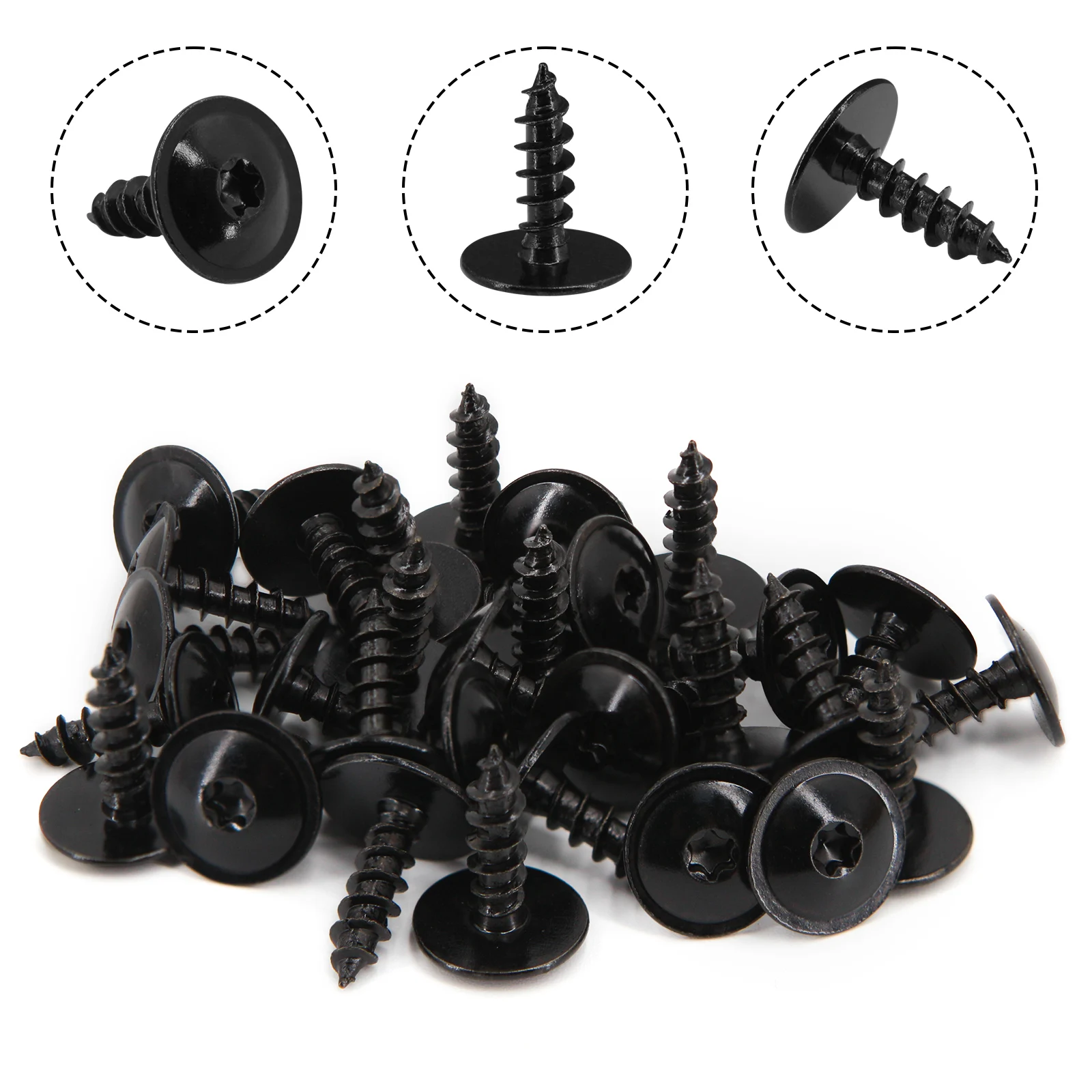 30Pcs 5mm For Audi A4 A3 A5 A6 A7 A8 Q5 VW Golf Passat Black Torx Screw Car Engine Under Cover Splash Guard Self-tapping Screws